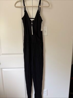 Trina Turk Black Sleeveless Jumpsuit with V-Neck